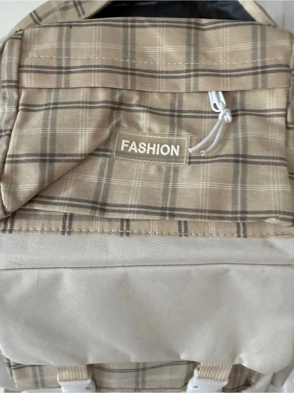 Beige Plaid FASHION Backpack
